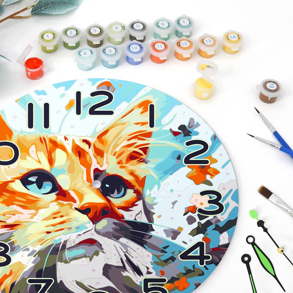 Colourful Cat (Paint by Numbers Clock)