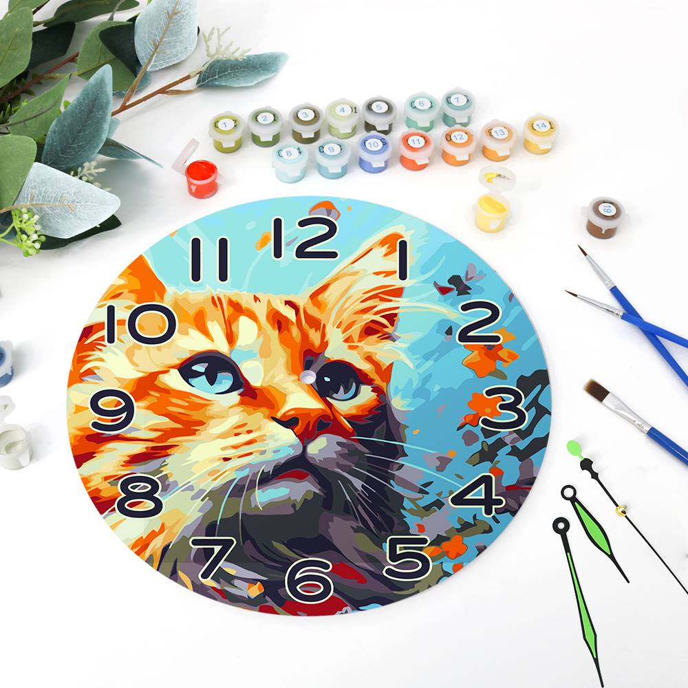Colourful Cat (Paint by Numbers Clock)