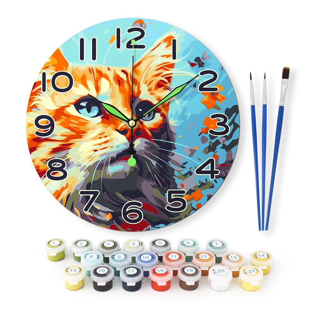 Colourful Cat (Paint by Numbers Clock)