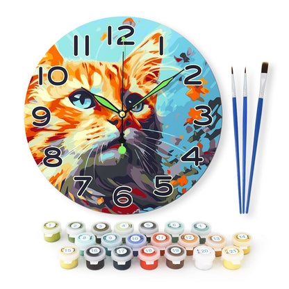 Colourful Cat (Paint by Numbers Clock)