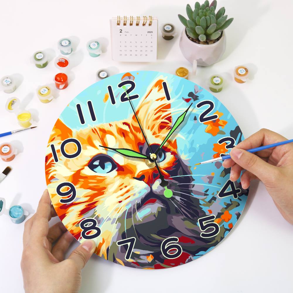 Colourful Cat (Paint by Numbers Clock)