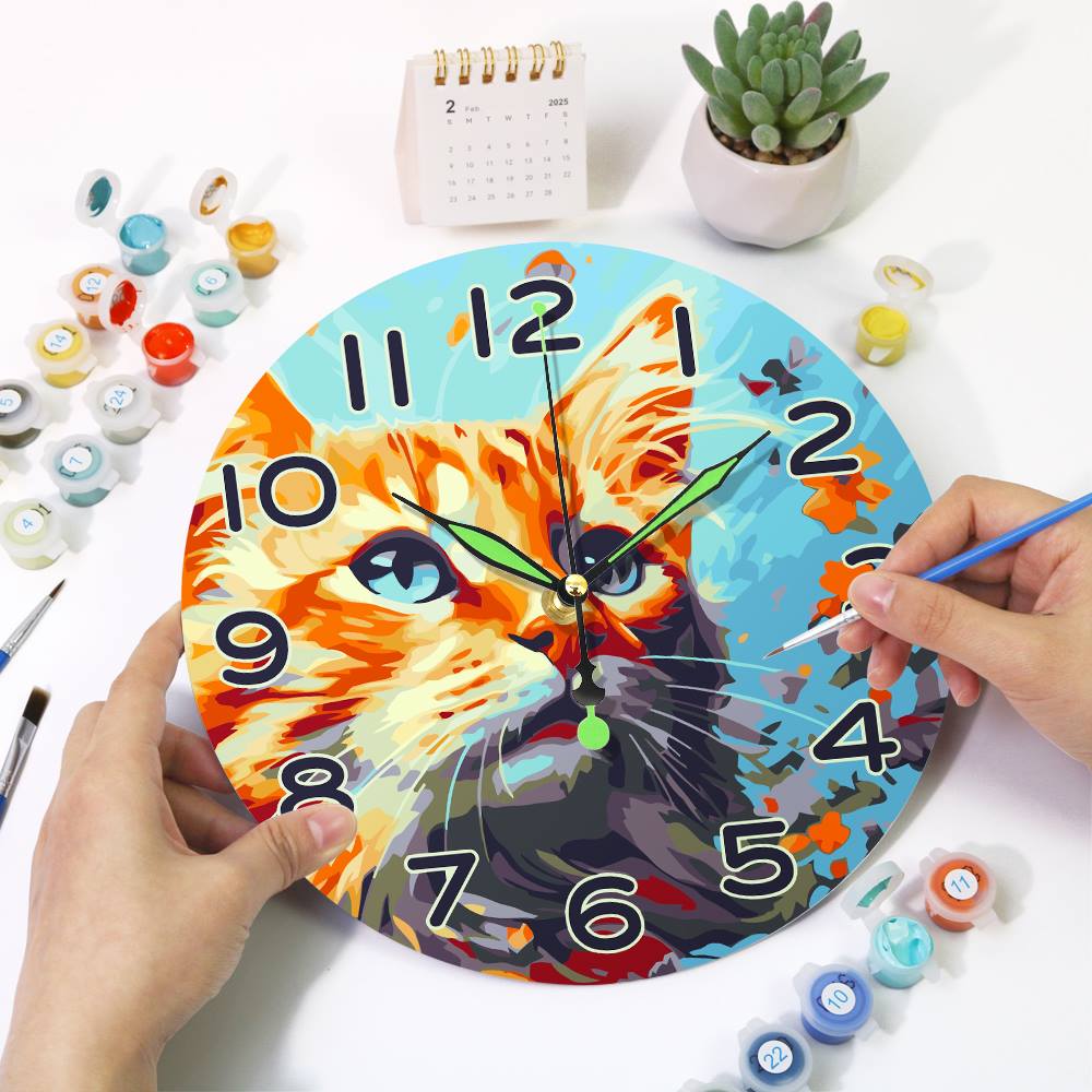 Colourful Cat (Paint by Numbers Clock)