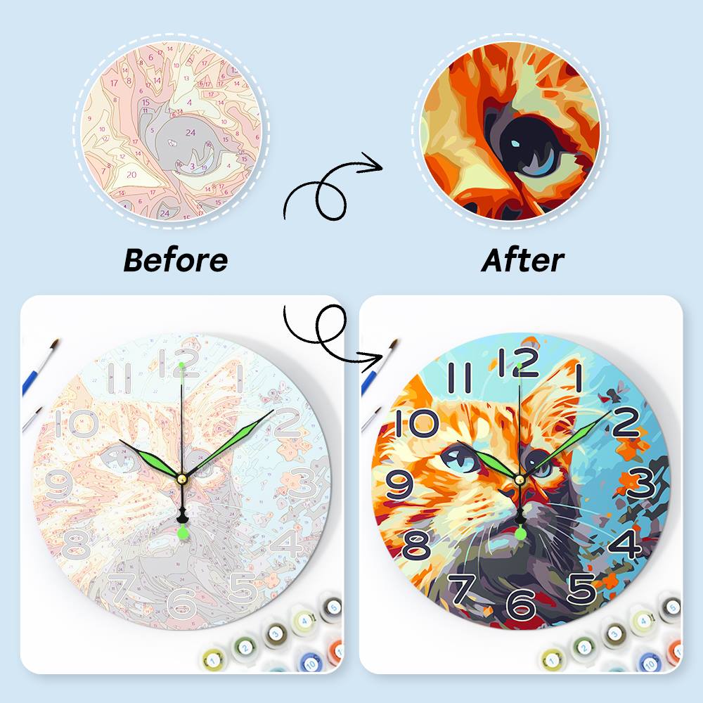 Colourful Cat (Paint by Numbers Clock)