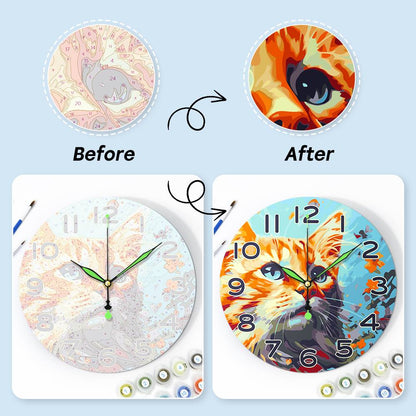 Colourful Cat (Paint by Numbers Clock)