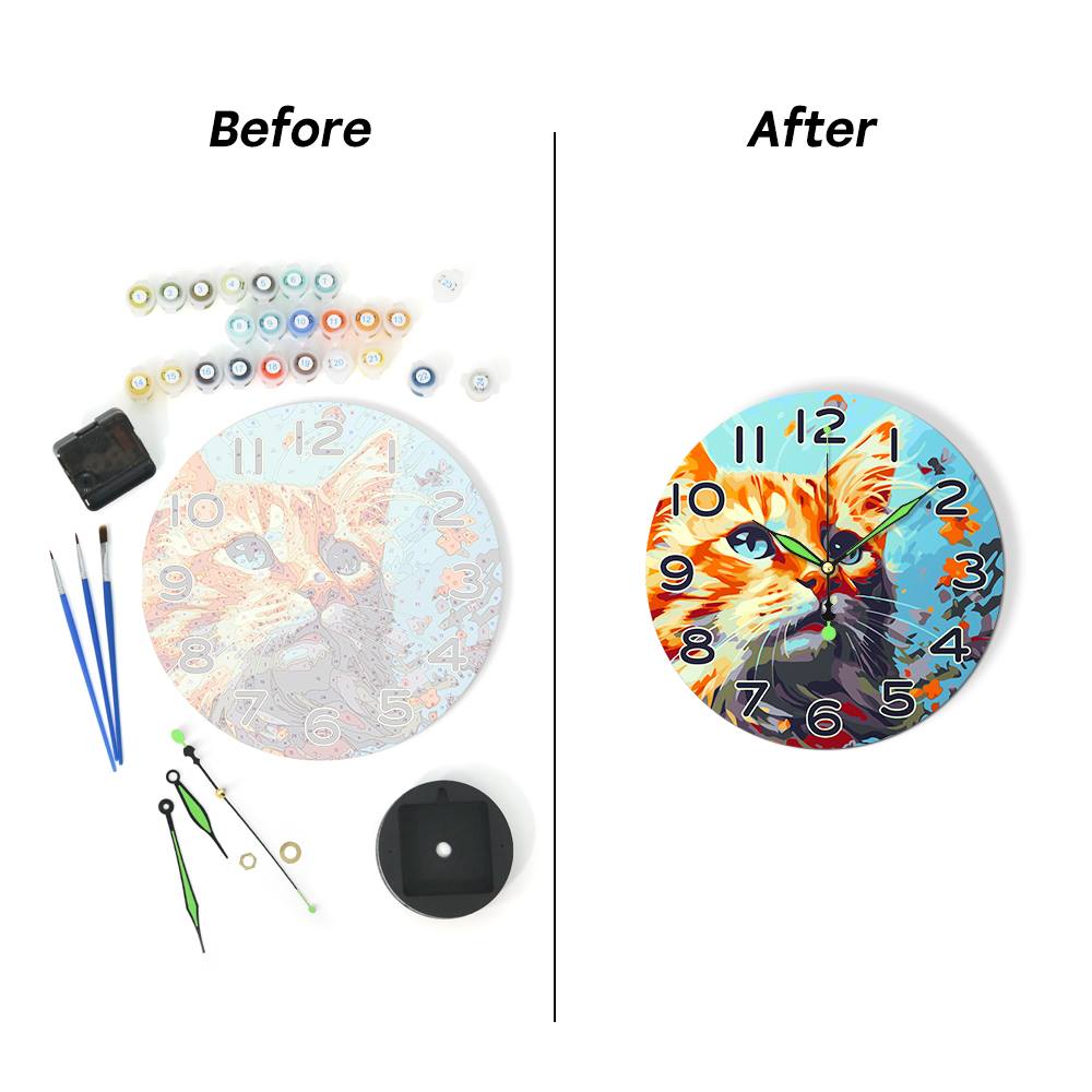 Colourful Cat (Paint by Numbers Clock)