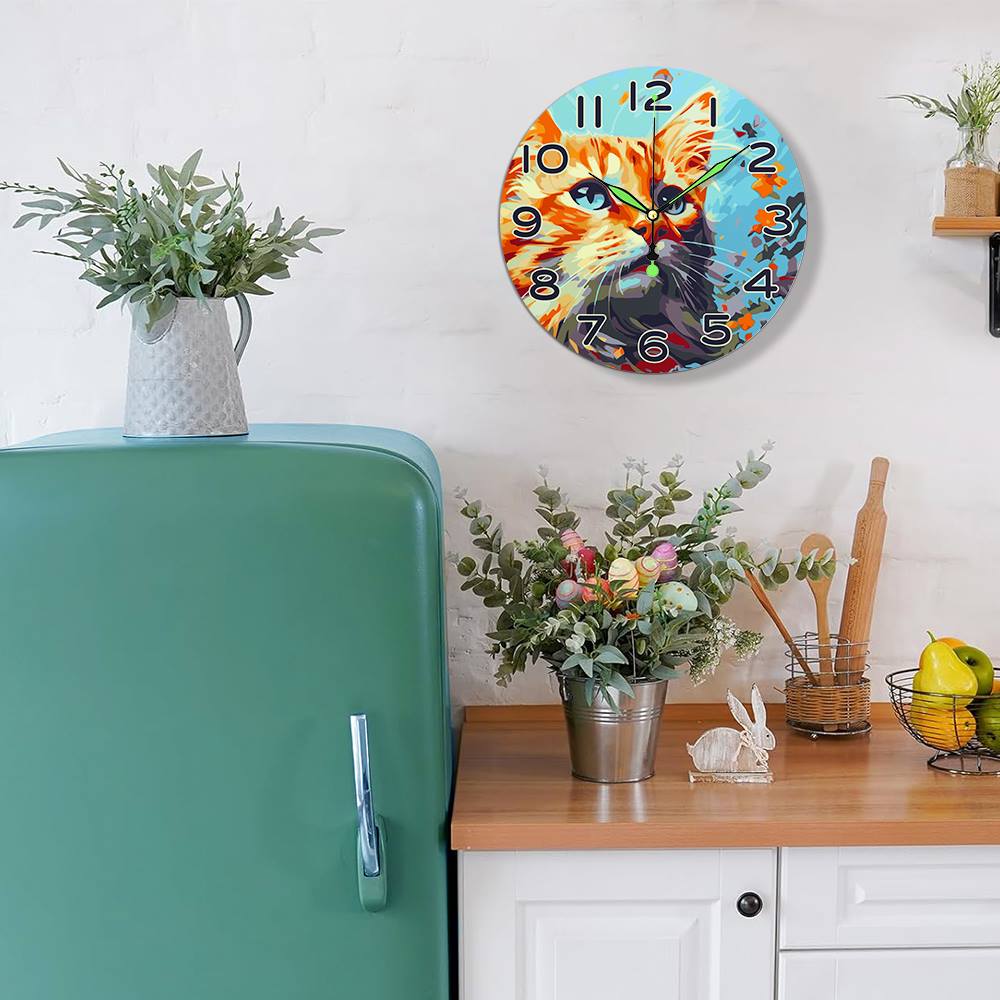 Colourful Cat (Paint by Numbers Clock)