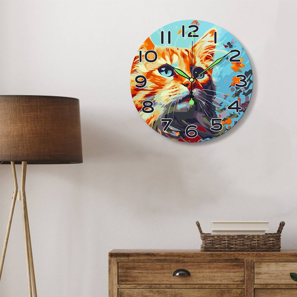 Colourful Cat (Paint by Numbers Clock)