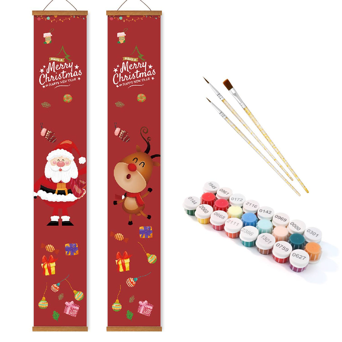 Santa and Christmas Gifts (Paint by Numbers Door Banners)
