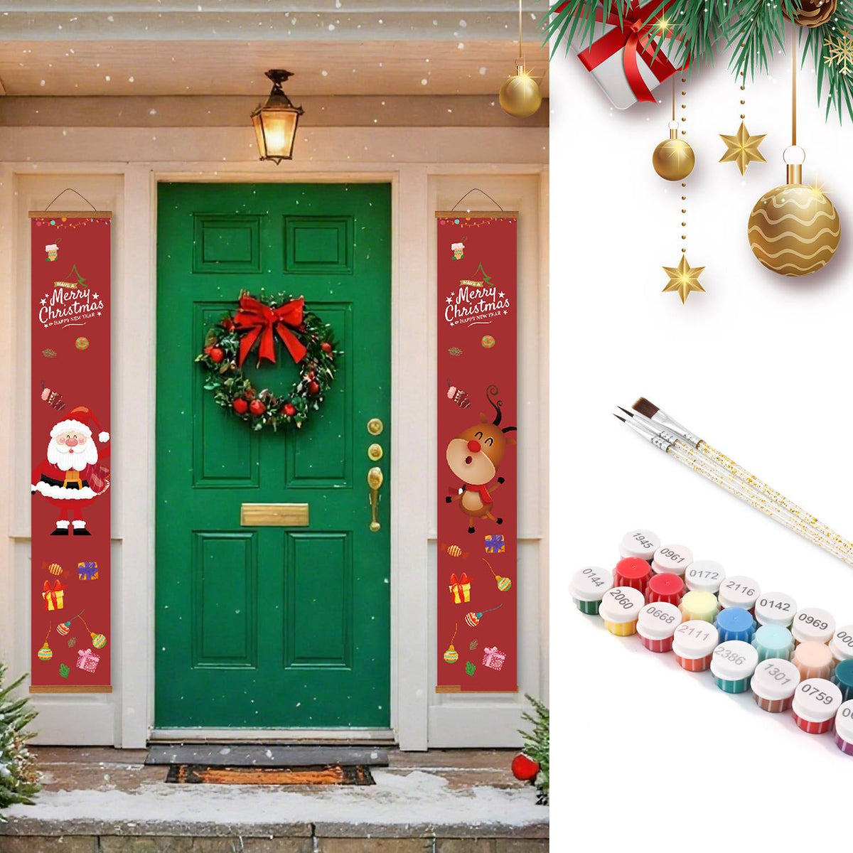 Santa and Christmas Gifts (Paint by Numbers Door Banners)