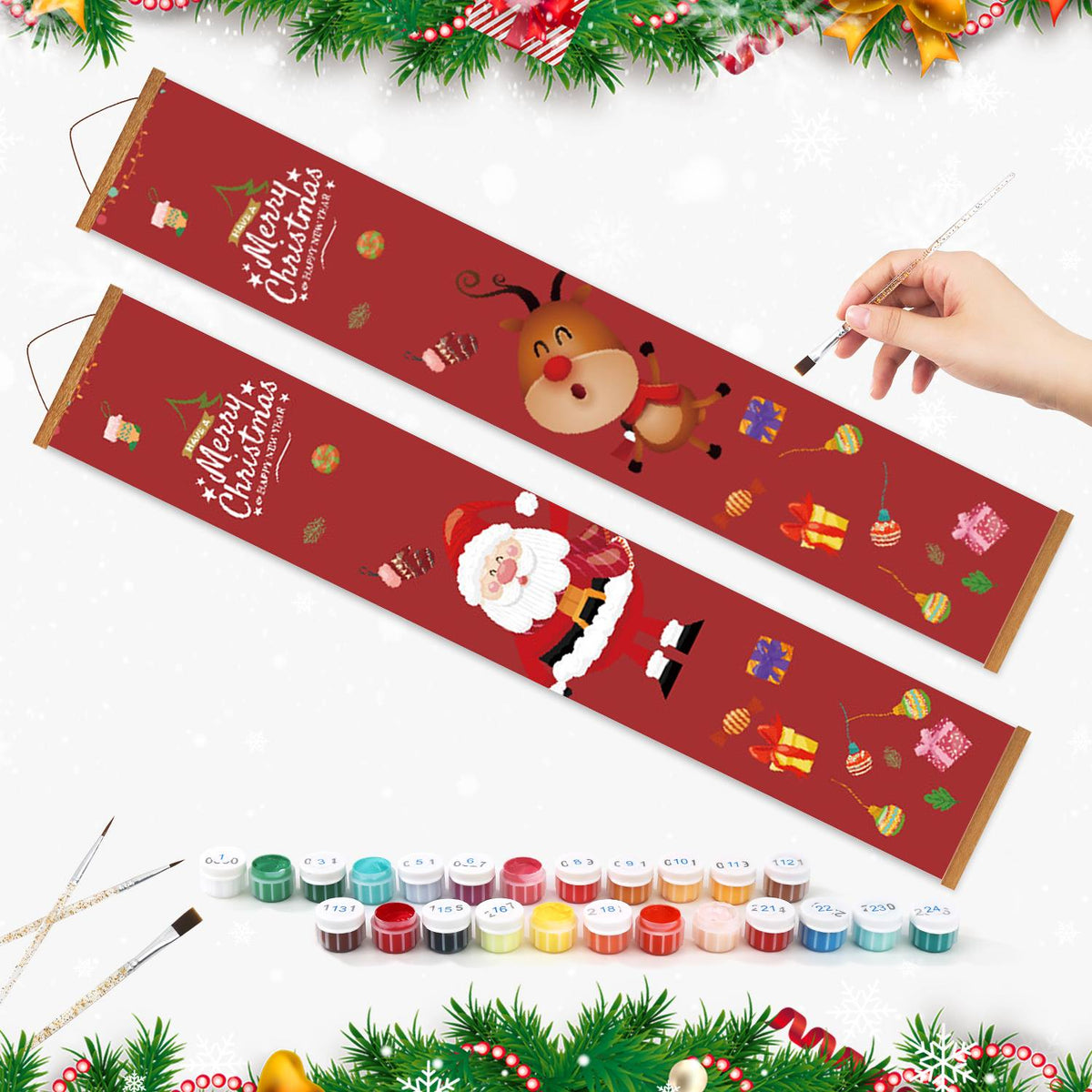 Santa and Christmas Gifts (Paint by Numbers Door Banners)
