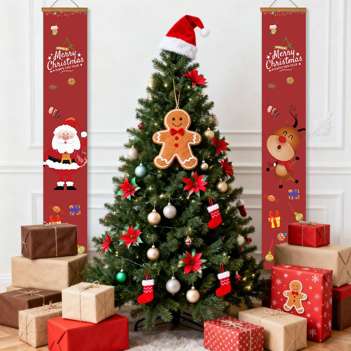 Santa and Christmas Gifts (Paint by Numbers Door Banners)