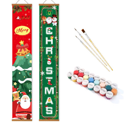 Santa and Christmas Tree (Paint by Numbers Door Banners)