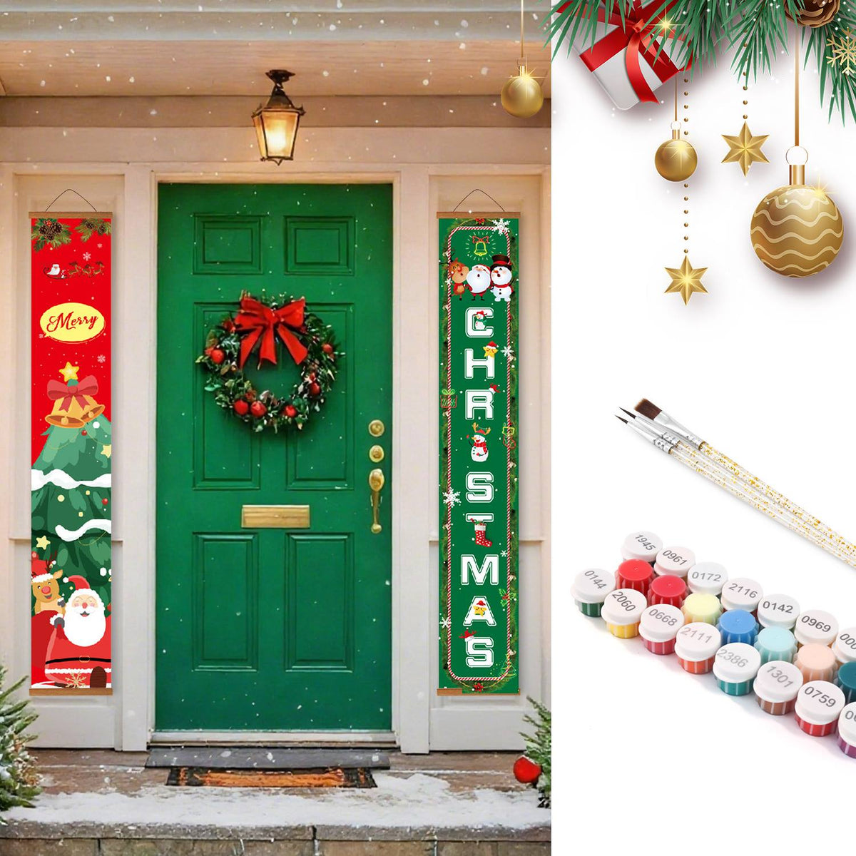 Santa and Christmas Tree (Paint by Numbers Door Banners)