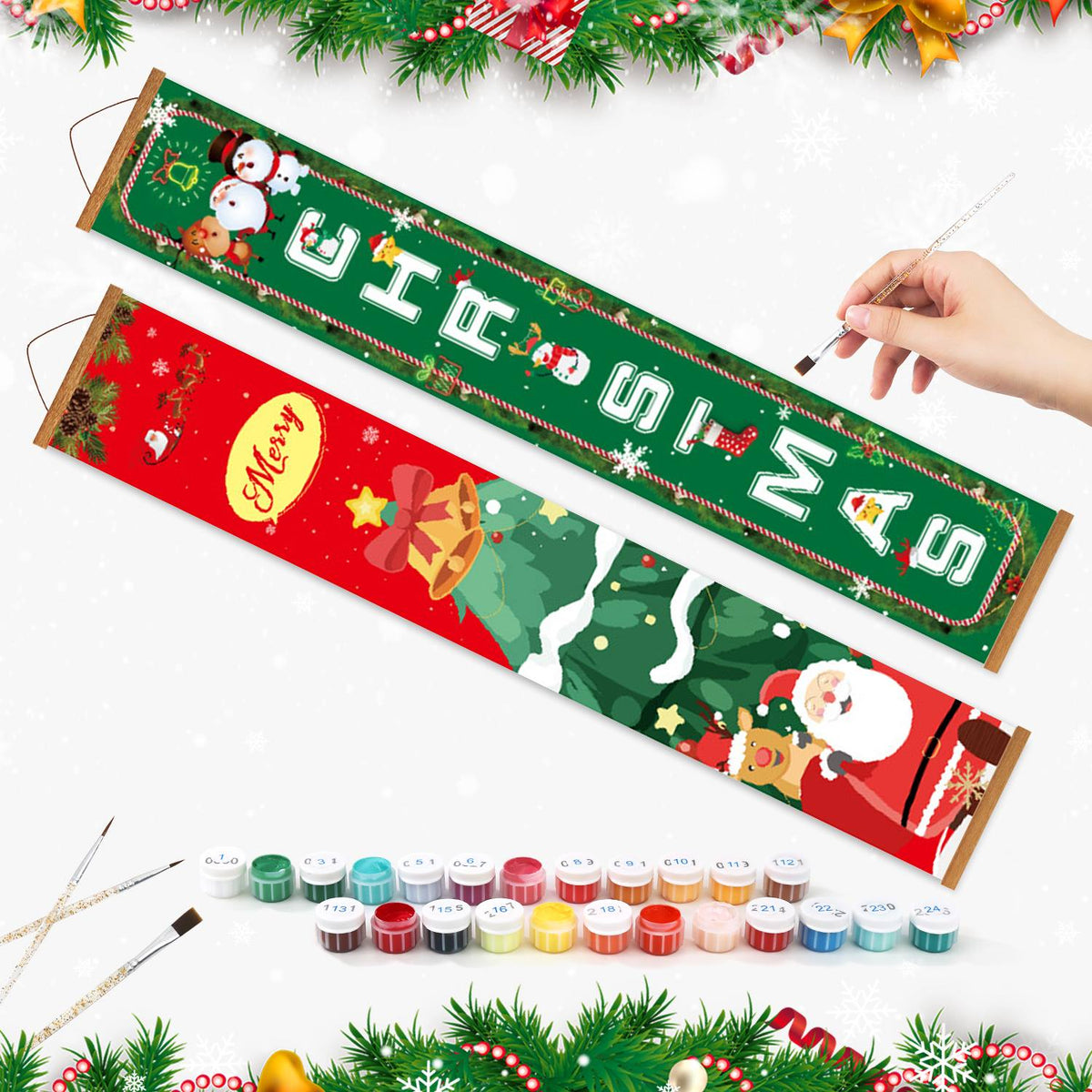 Santa and Christmas Tree (Paint by Numbers Door Banners)