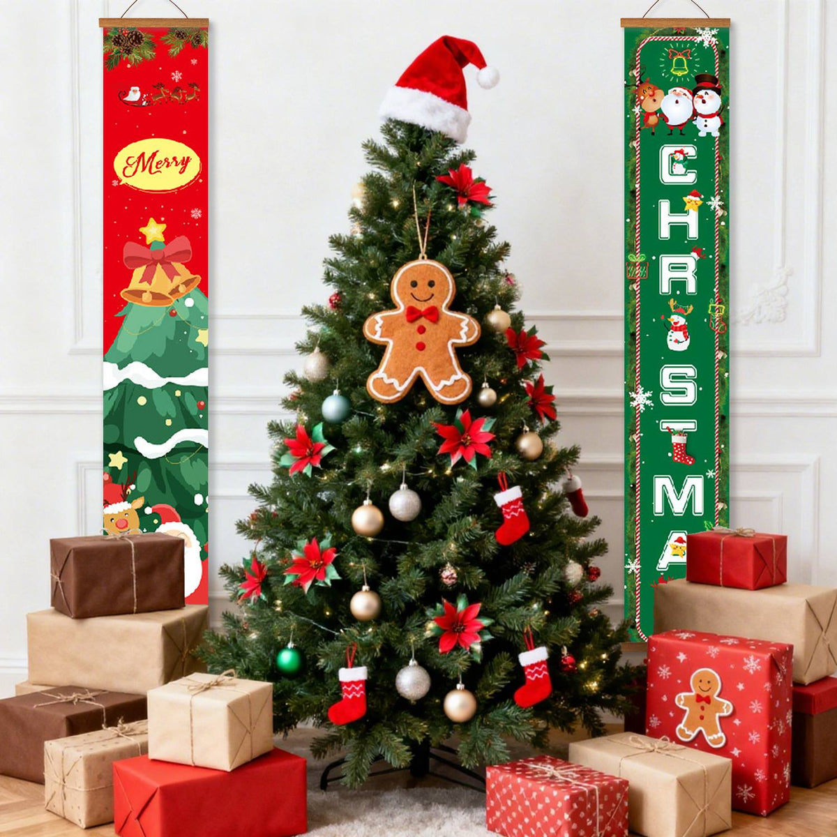 Santa and Christmas Tree (Paint by Numbers Door Banners)