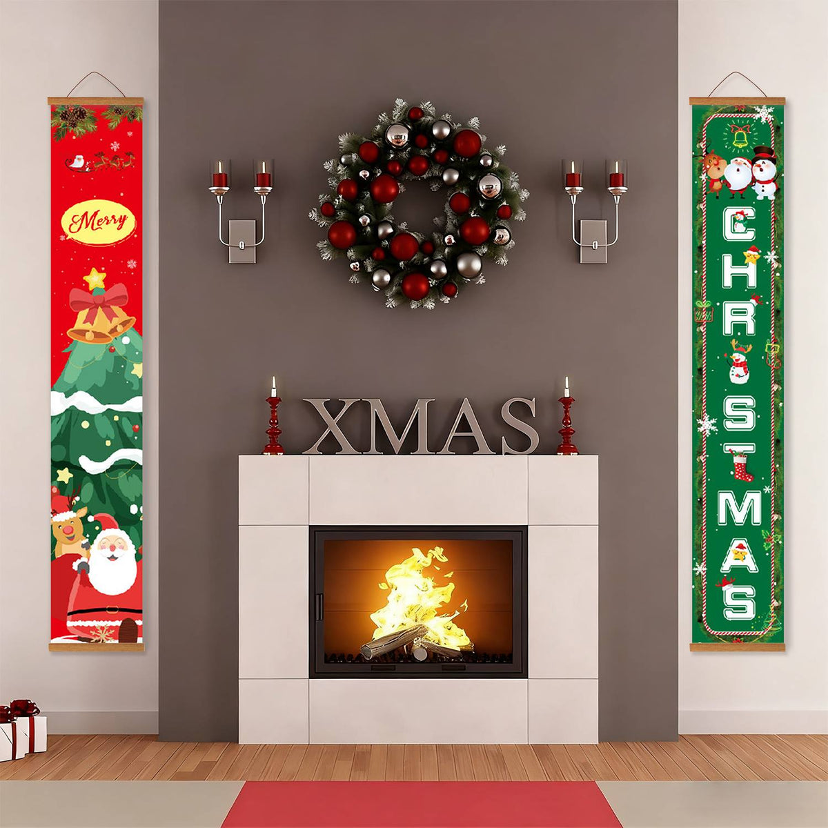 Santa and Christmas Tree (Paint by Numbers Door Banners)