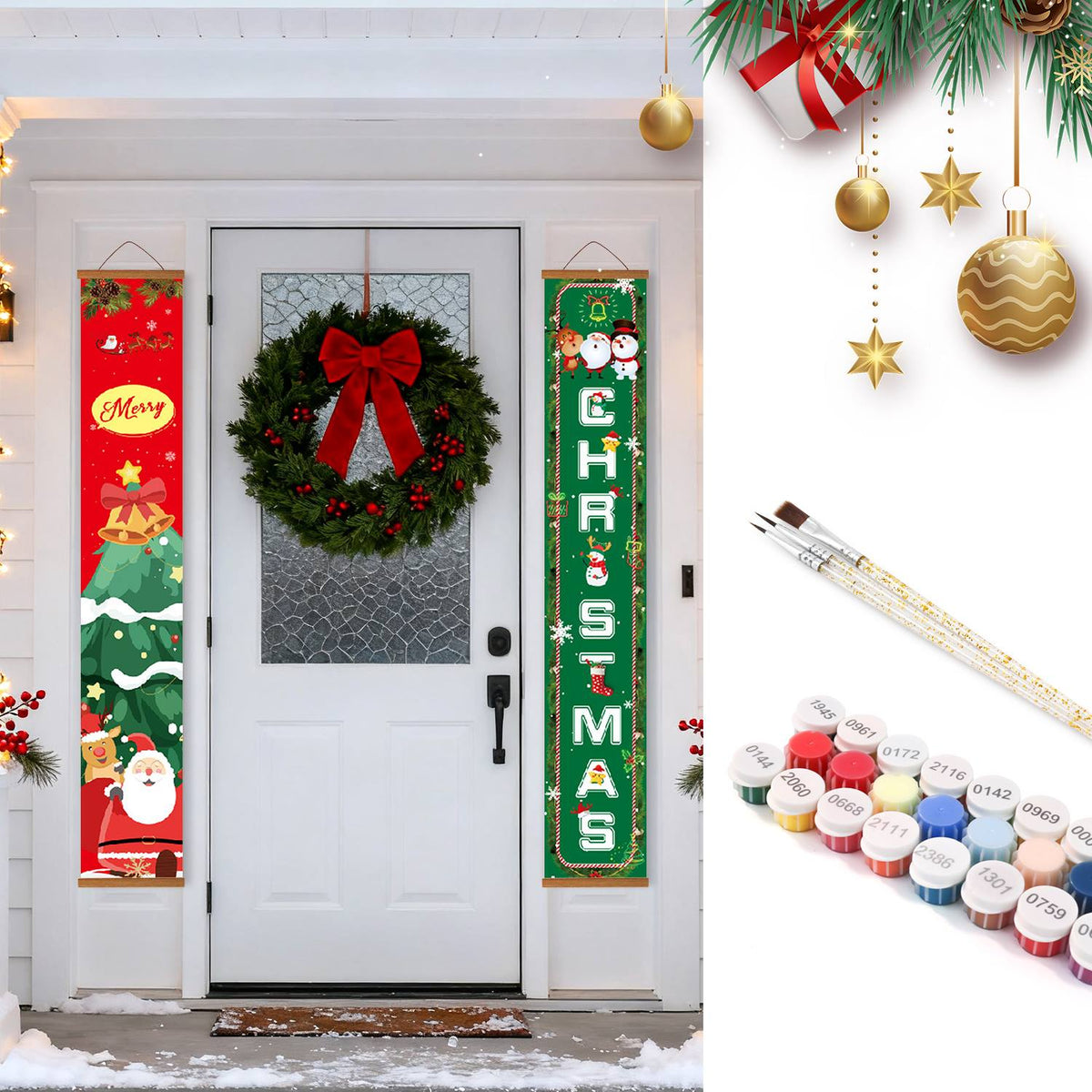 Santa and Christmas Tree (Paint by Numbers Door Banners)