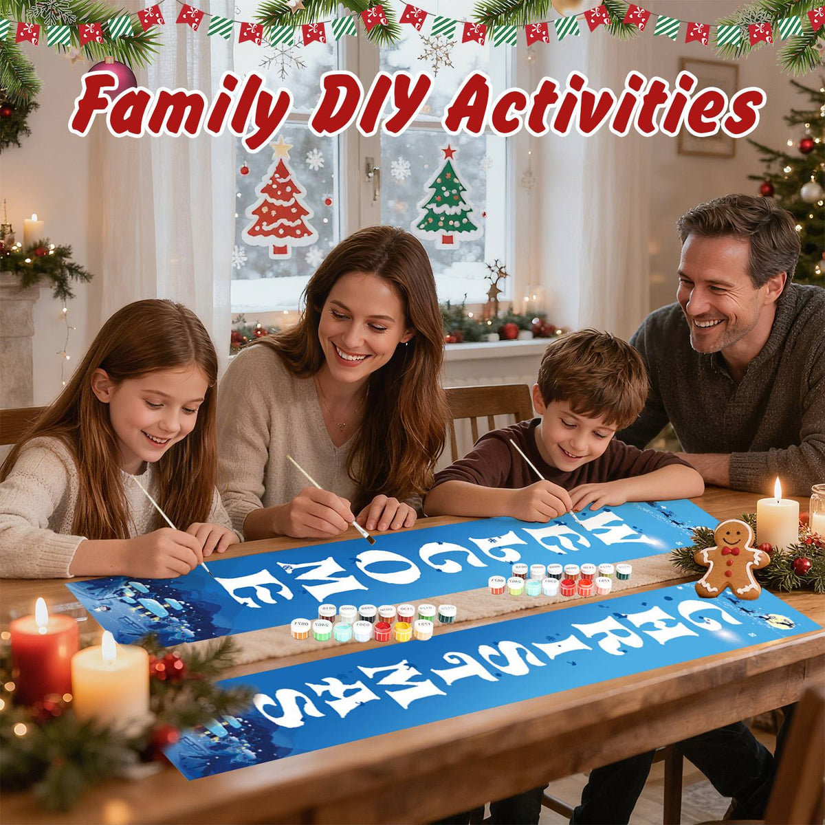 Blue Christmas Welcome (Paint by Numbers Door Banners)