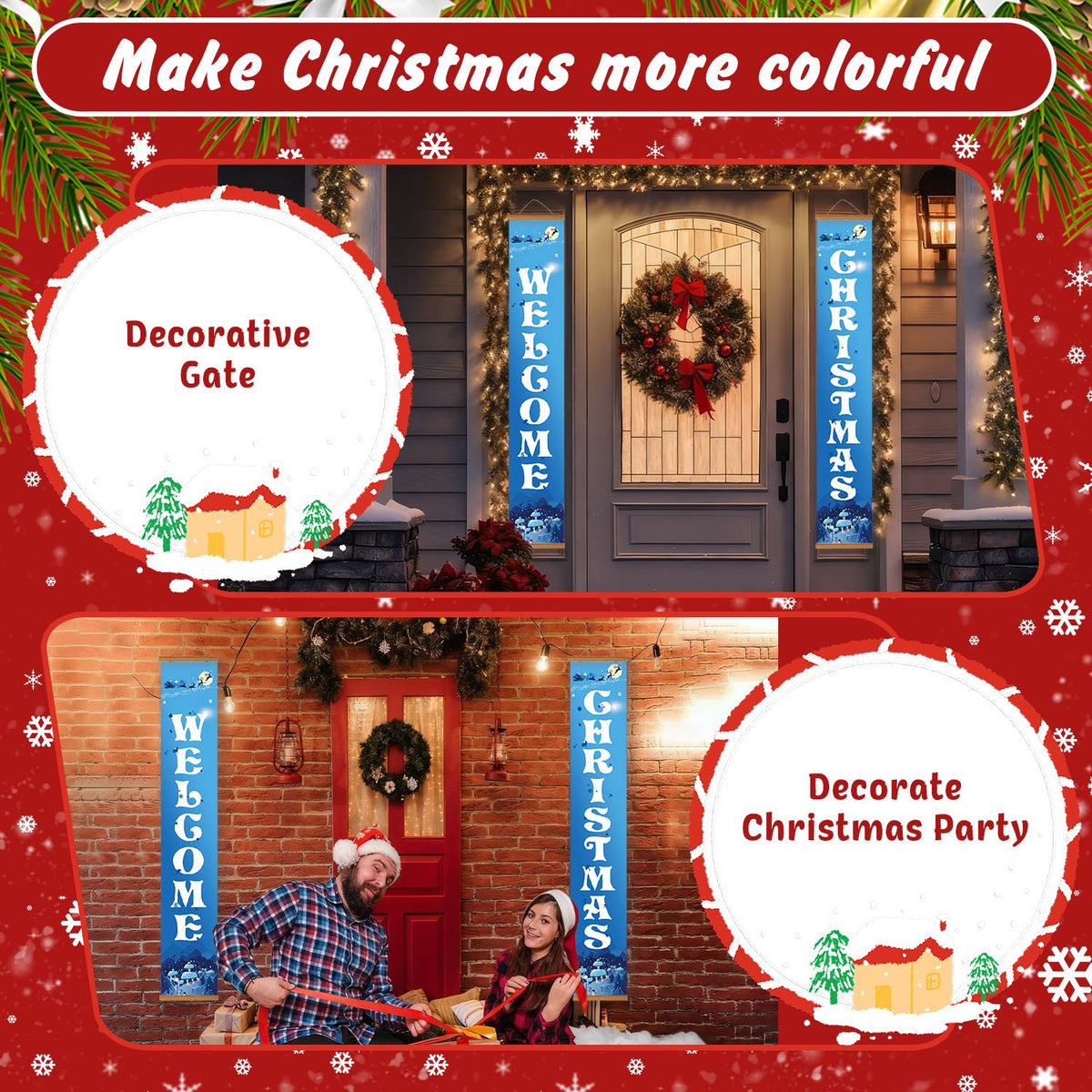 Blue Christmas Welcome (Paint by Numbers Door Banners)
