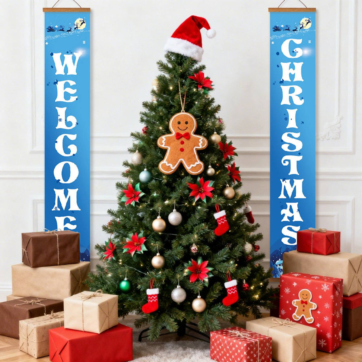Blue Christmas Welcome (Paint by Numbers Door Banners)