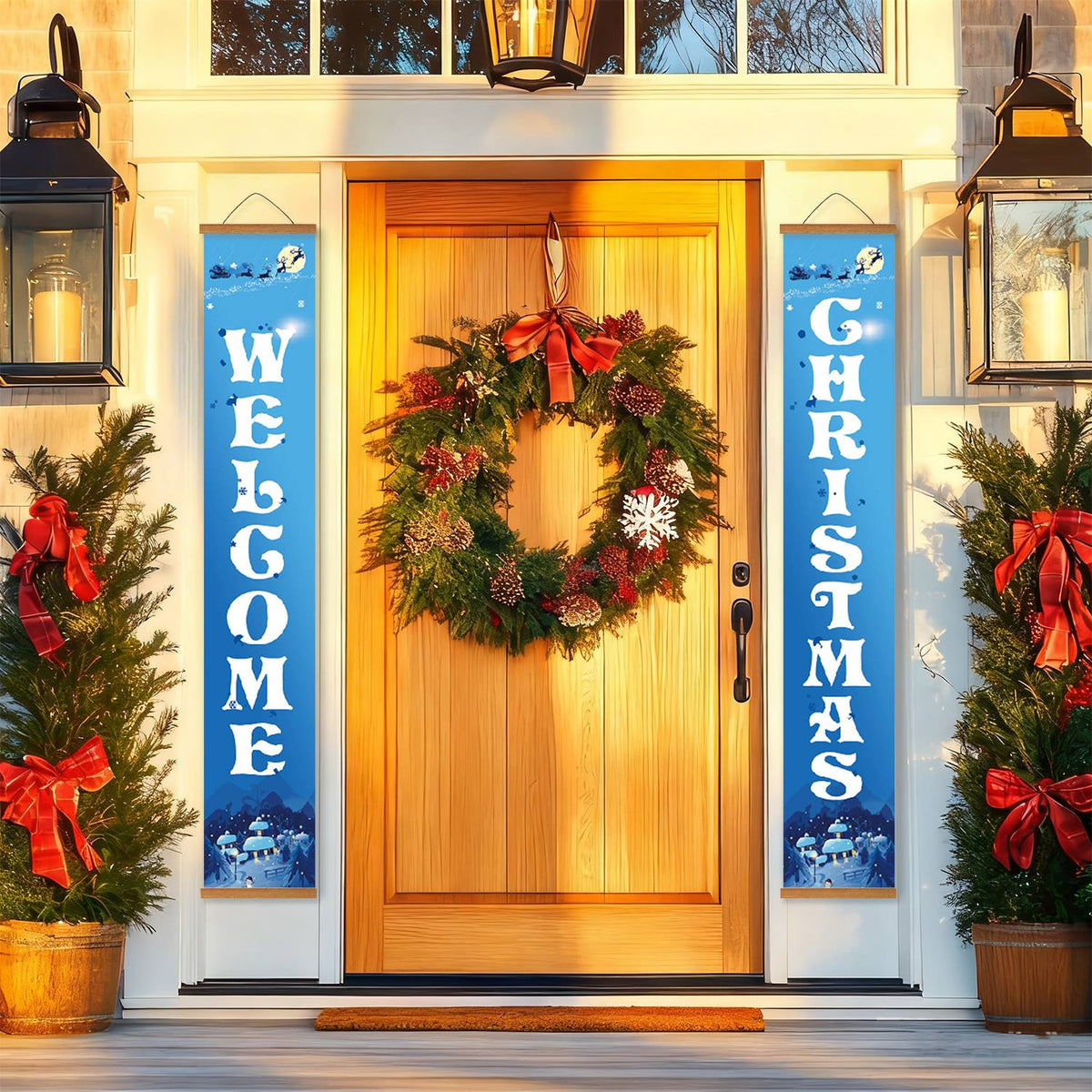 Blue Christmas Welcome (Paint by Numbers Door Banners)