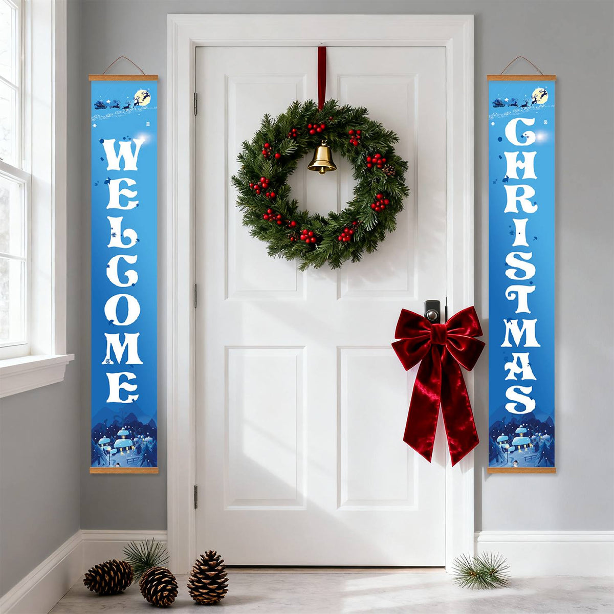 Blue Christmas Welcome (Paint by Numbers Door Banners)