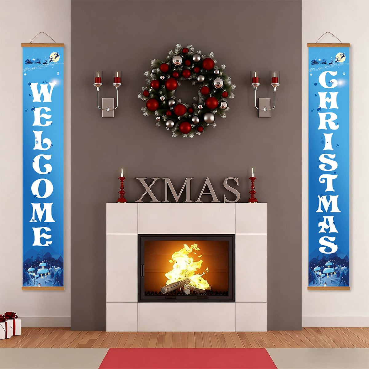 Blue Christmas Welcome (Paint by Numbers Door Banners)