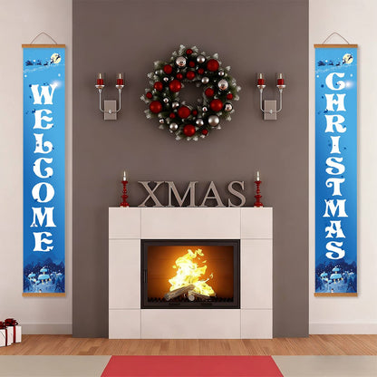 Blue Christmas Welcome (Paint by Numbers Door Banners)