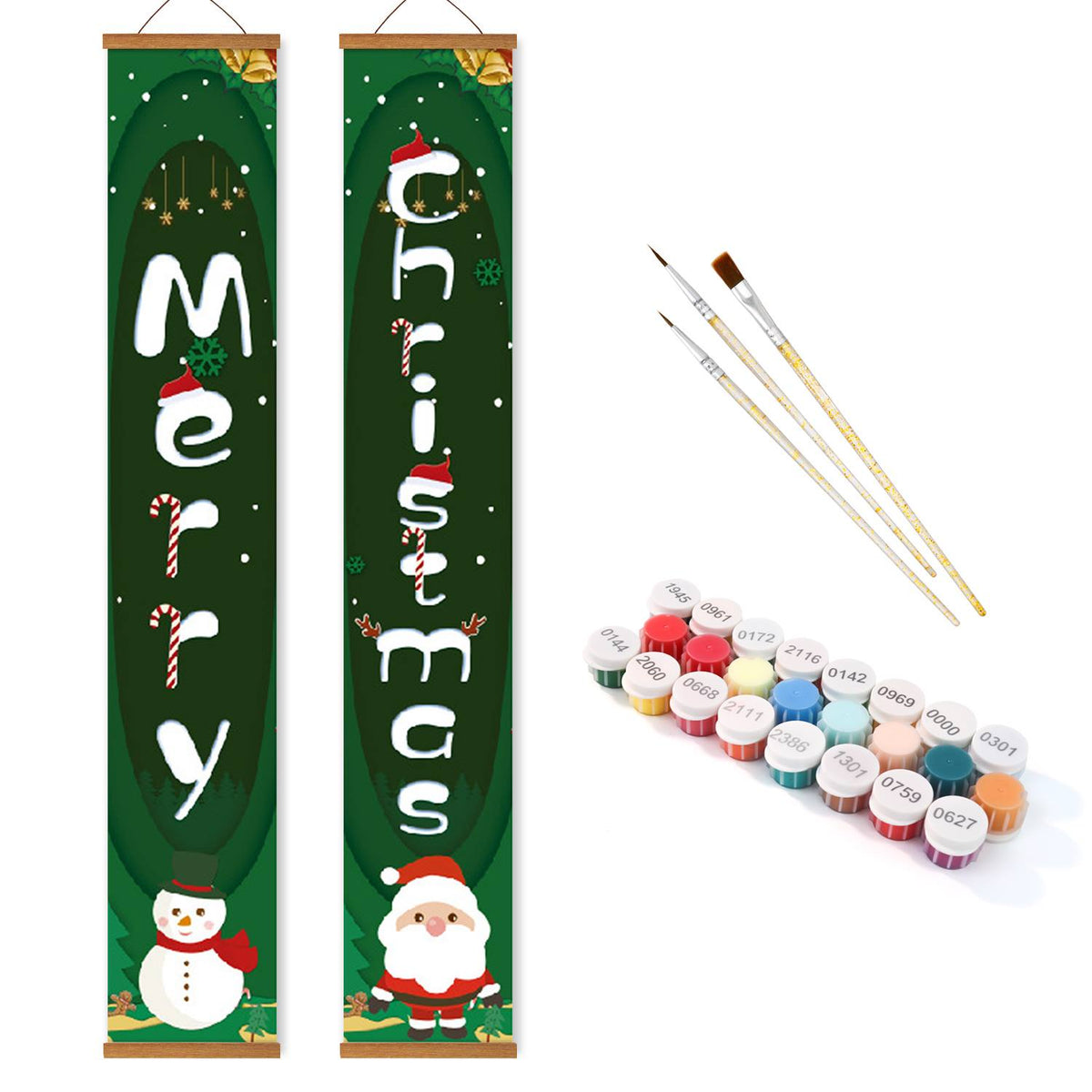 Green Santa Christmas (Paint by Numbers Door Banners)