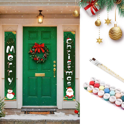 Green Santa Christmas (Paint by Numbers Door Banners)