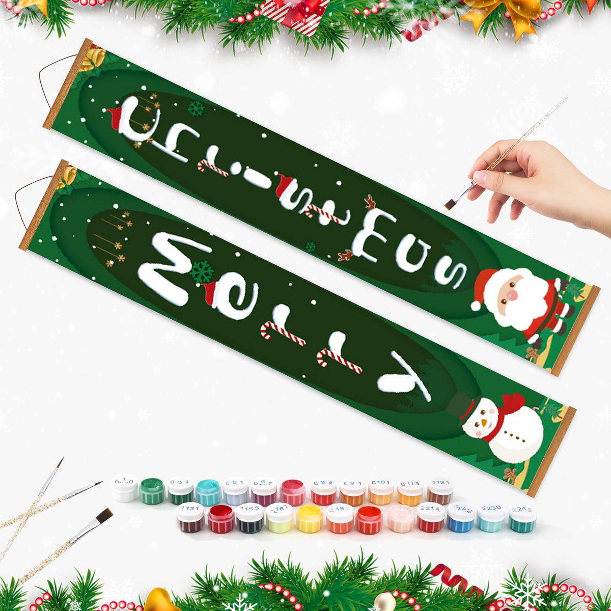 Green Santa Christmas (Paint by Numbers Door Banners)