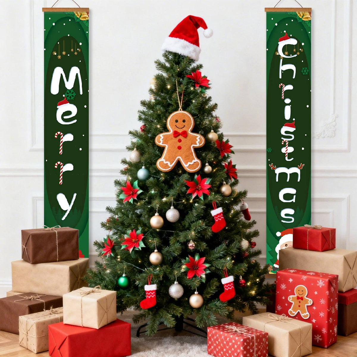 Green Santa Christmas (Paint by Numbers Door Banners)