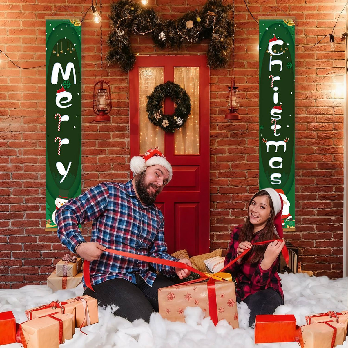 Green Santa Christmas (Paint by Numbers Door Banners)