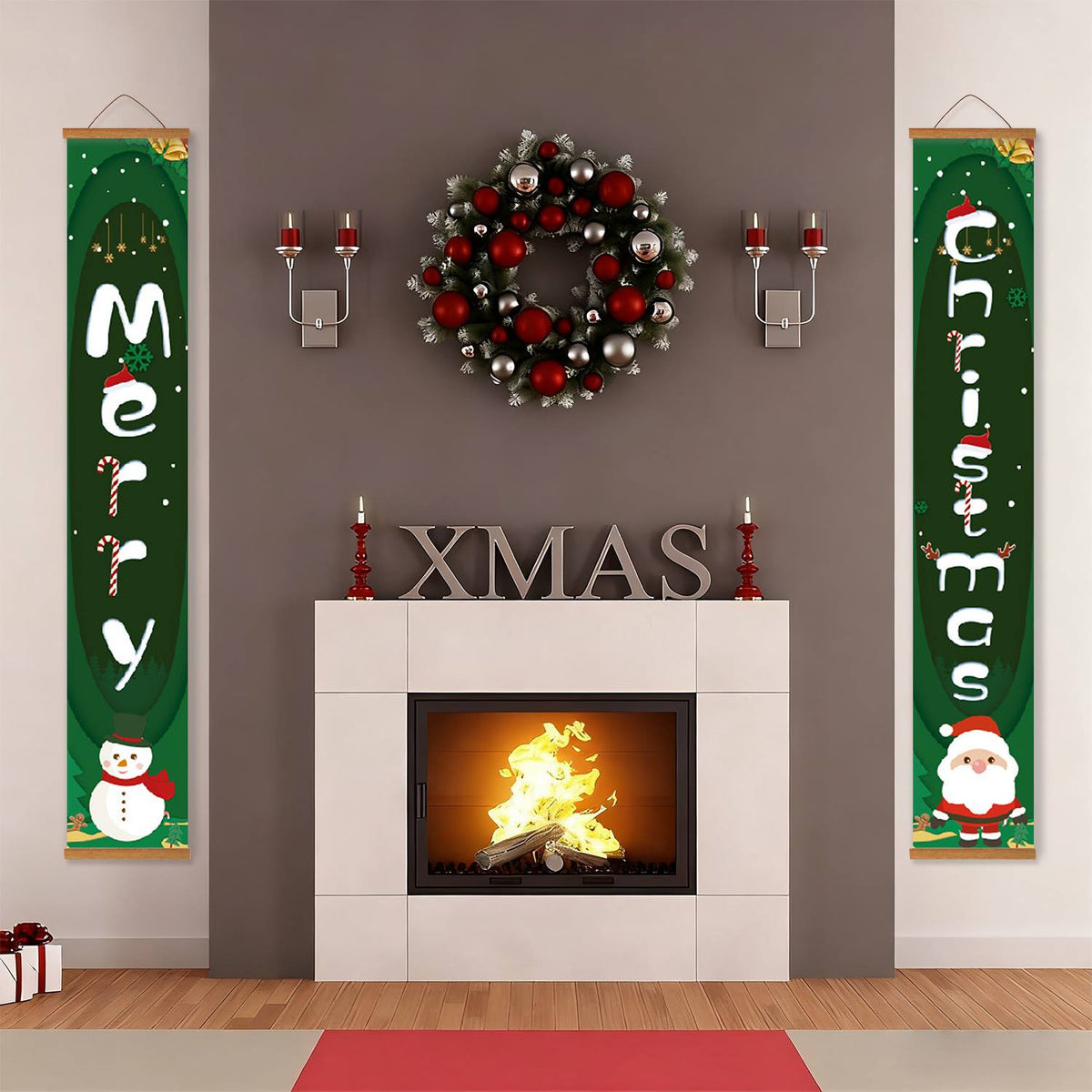 Green Santa Christmas (Paint by Numbers Door Banners)