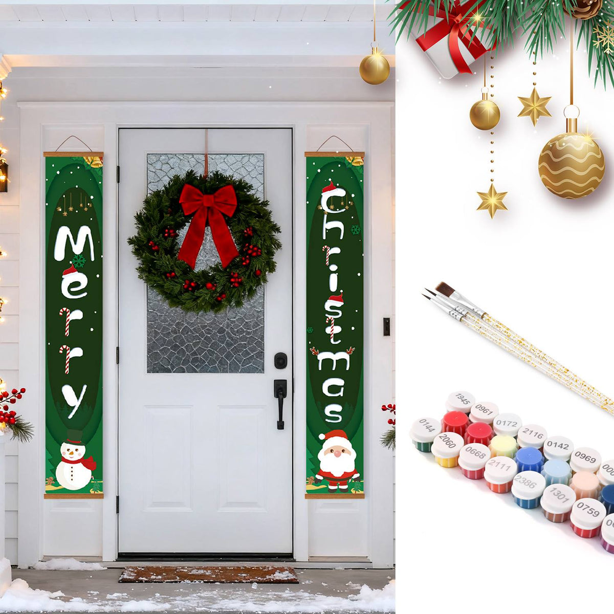 Green Santa Christmas (Paint by Numbers Door Banners)