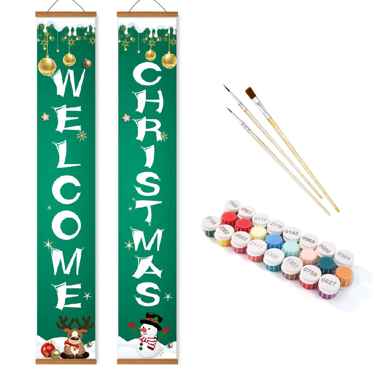 Snowman Christmas Welcome (Paint by Numbers Door Banners)