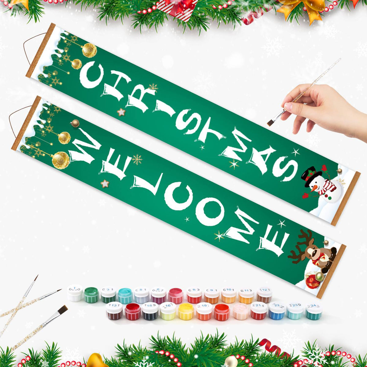 Snowman Christmas Welcome (Paint by Numbers Door Banners)