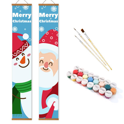 Blue Snowman and Santa (Paint by Numbers Door Banners)