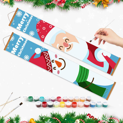 Blue Snowman and Santa (Paint by Numbers Door Banners)