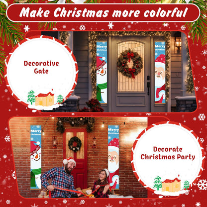 Blue Snowman and Santa (Paint by Numbers Door Banners)