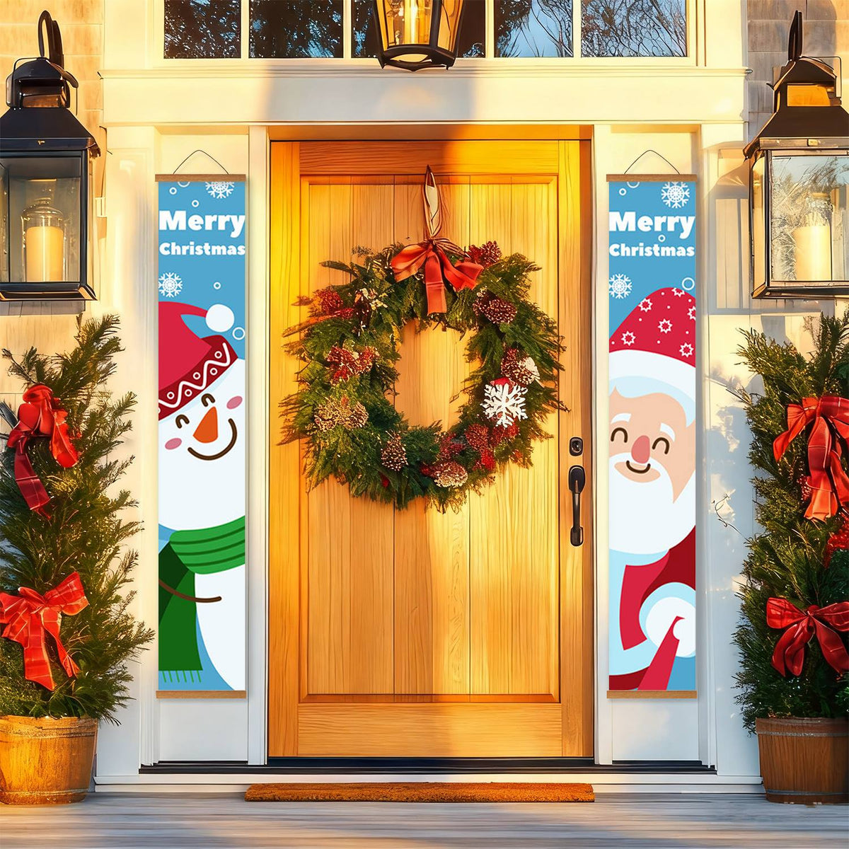 Blue Snowman and Santa (Paint by Numbers Door Banners)