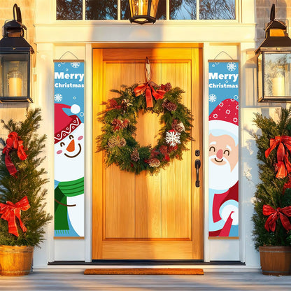 Blue Snowman and Santa (Paint by Numbers Door Banners)