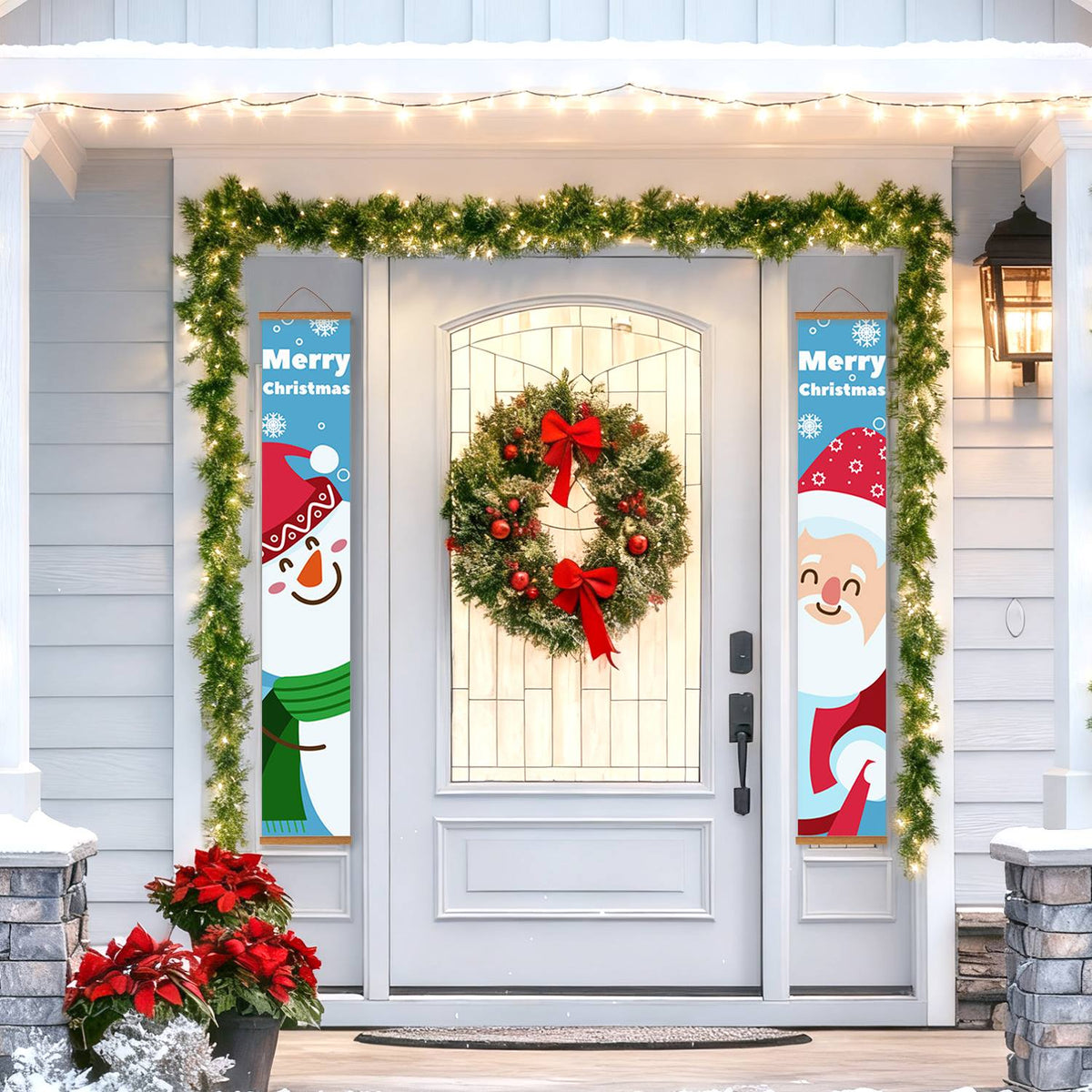 Blue Snowman and Santa (Paint by Numbers Door Banners)