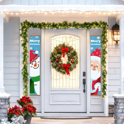 Blue Snowman and Santa (Paint by Numbers Door Banners)