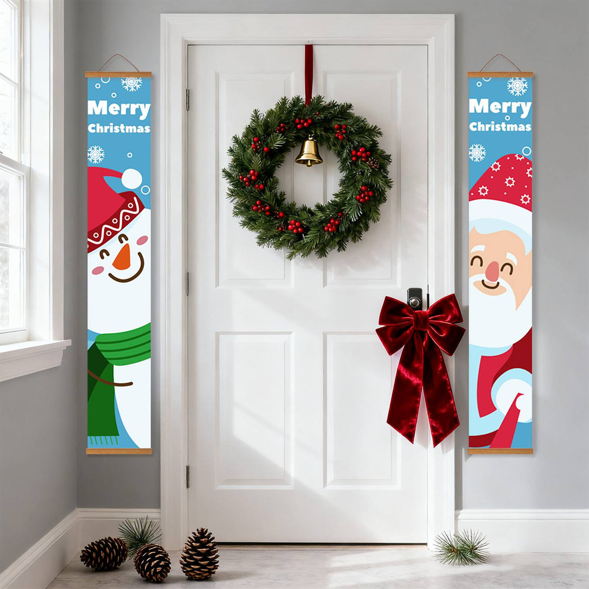 Blue Snowman and Santa (Paint by Numbers Door Banners)