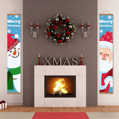 Blue Snowman and Santa (Paint by Numbers Door Banners)