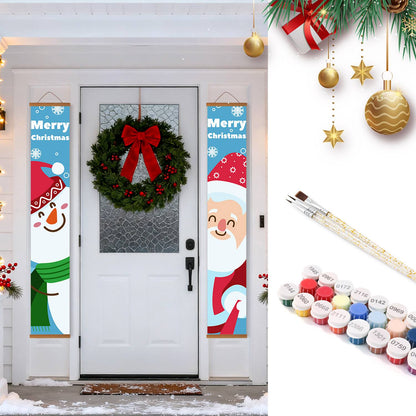 Blue Snowman and Santa (Paint by Numbers Door Banners)