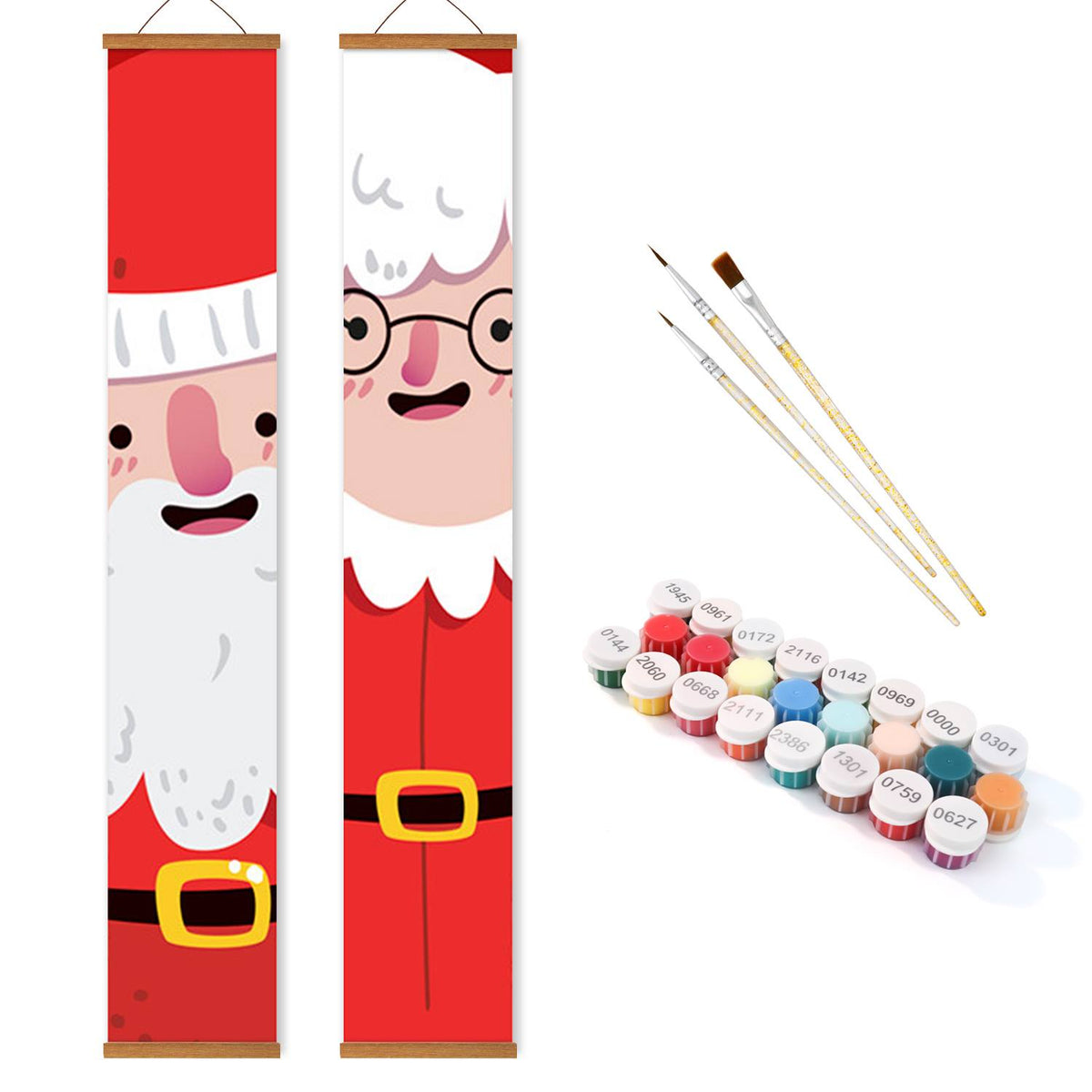 Cartoon Santa Pair (Paint by Numbers Door Banners)