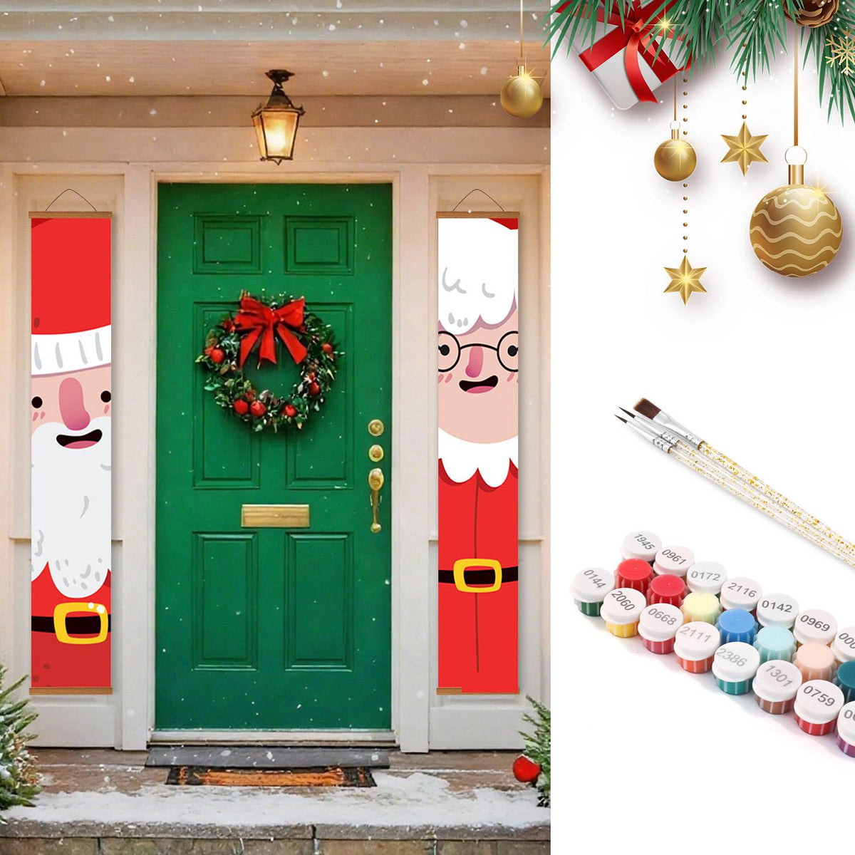 Cartoon Santa Pair (Paint by Numbers Door Banners)