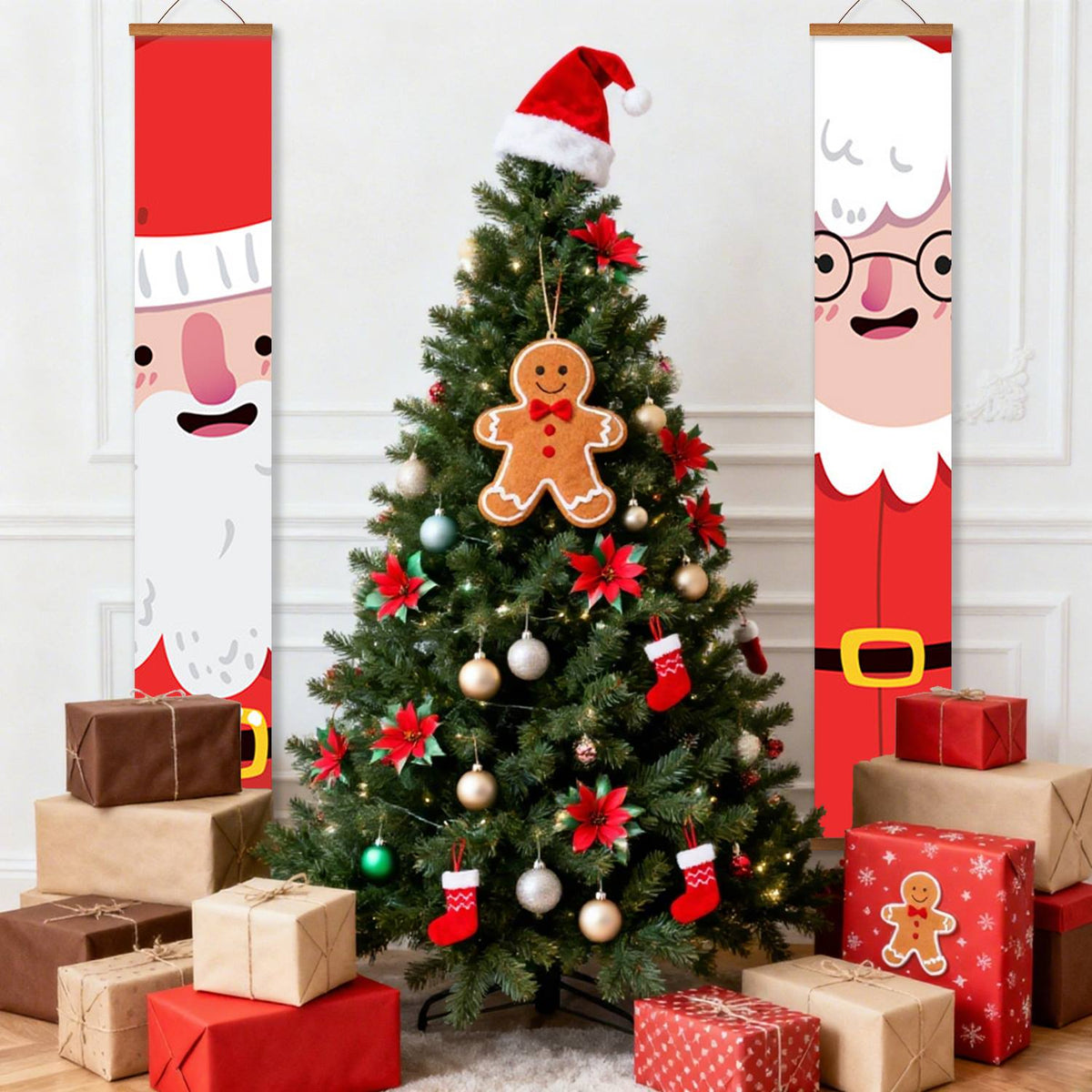 Cartoon Santa Pair (Paint by Numbers Door Banners)